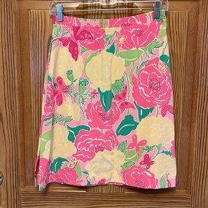 LILLY PULITZER VINTAGE SHOO FLY BUTTERFLIES AND POPPIES SILK SKIRT 2